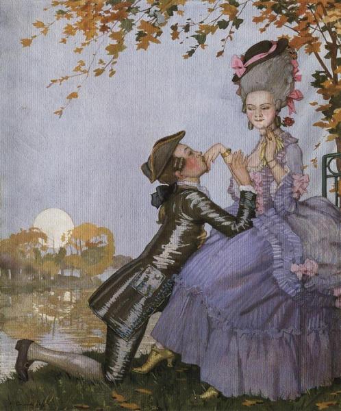 A Youth On His Knees In Front Of A Lady by Konstantin Somov