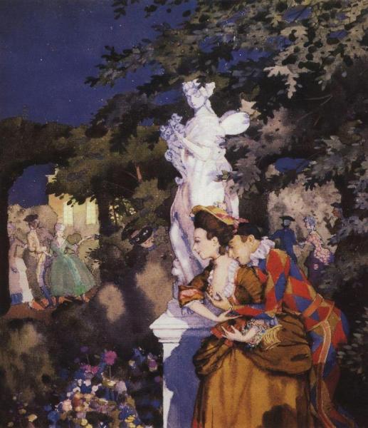Harlequin In Love by Konstantin Somov Oil Painting Reproductions
