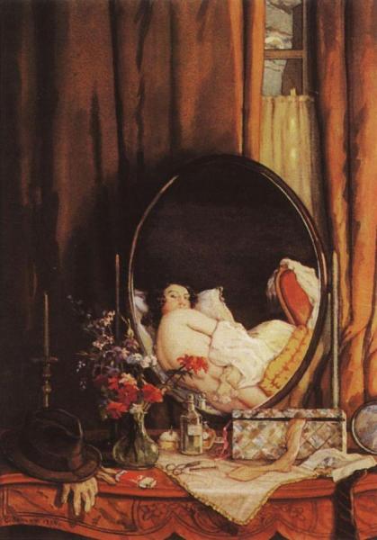 Intimate Reflection In The Mirror On The Dressing Table by Konstantin Somov