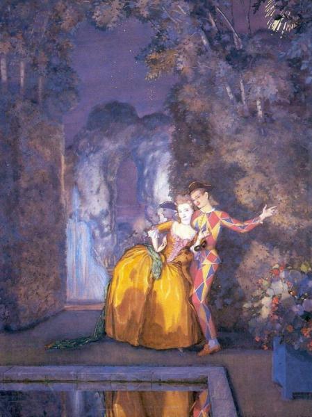 Lady And Harlequin by Konstantin Somov