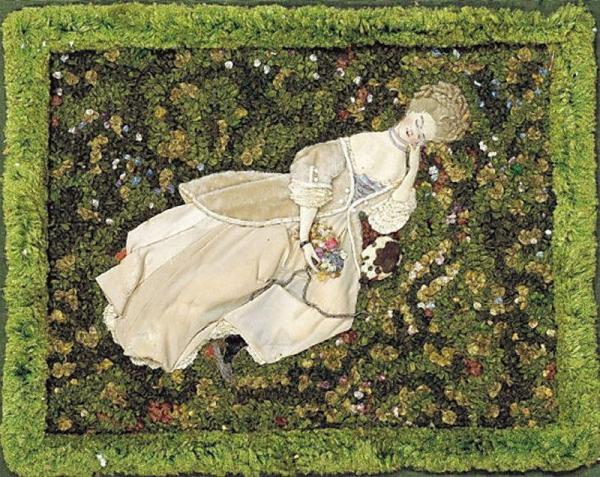 Lady With The Dog, Relaxing On The Lawn by Konstantin Somov Oil Painting Reproductions