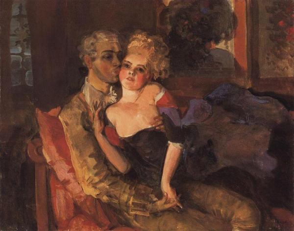 Lovers. Evening by Konstantin Somov Oil Painting Reproductions