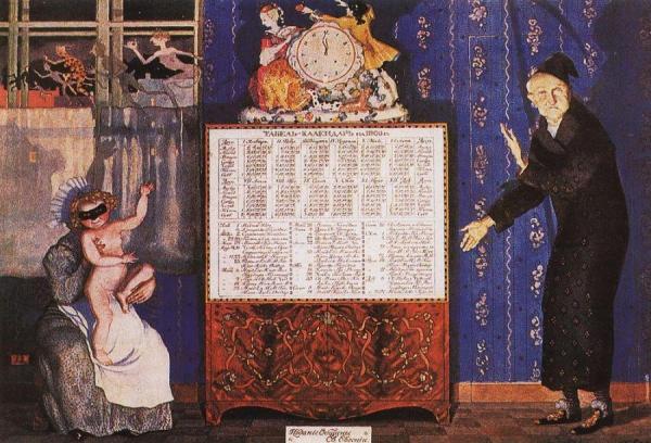 Old And New Year. Cover Of The Calendar For 1905 by Konstantin Somov