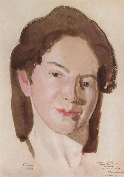 Portrait Of Anna Ostroumova-lebedeva by Konstantin Somov