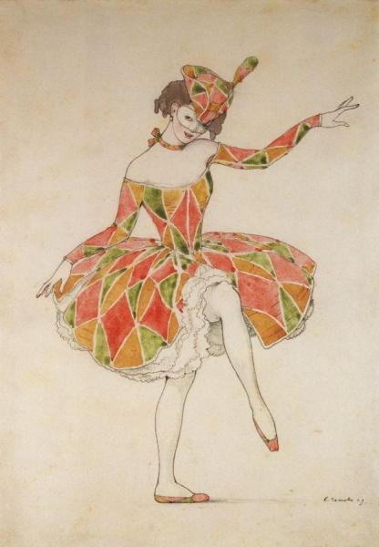 Sketch Of Anna Pavlova's Costume by Konstantin Somov