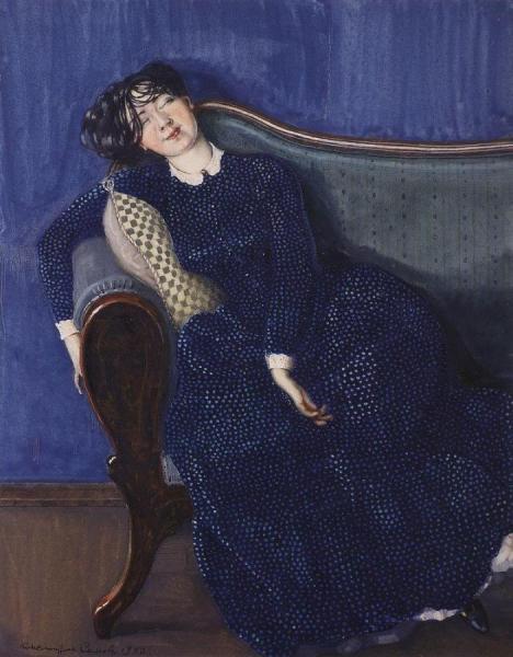 Sleeping Woman In Blue by Konstantin Somov