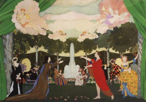 The Curtain Sketch For The Free Theater In Moscow by Konstantin Somov
