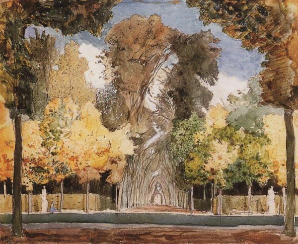 Versailles Park In Autumn by Konstantin Somov