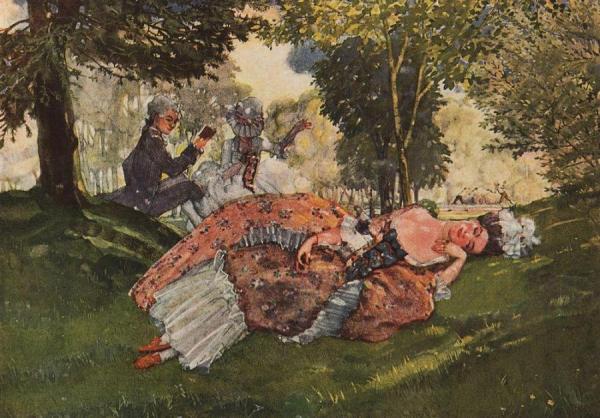 Young Woman Sleeping On The Grass by Konstantin Somov