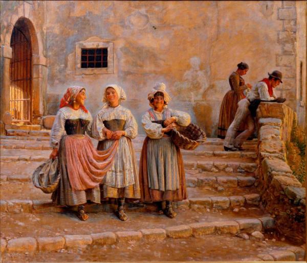 Young Women Transporting Lime. Civiita D' Antino by Kristian Zahrtmann Oil Painting Reproductions