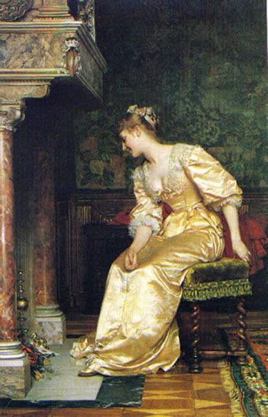 At The Fireplace by Ladislas Von Czachorski