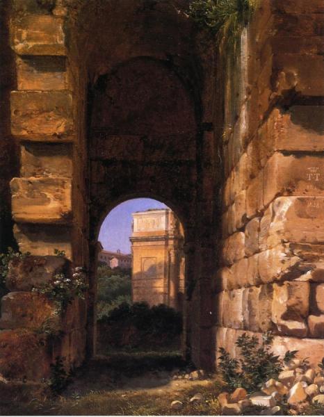 The Arch Of Constantine Seen From The Colosseum by Lancelot-theodore Turpin De Crisse