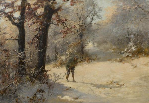 Laszlo Neogrady A Hunter In A Winter Forest