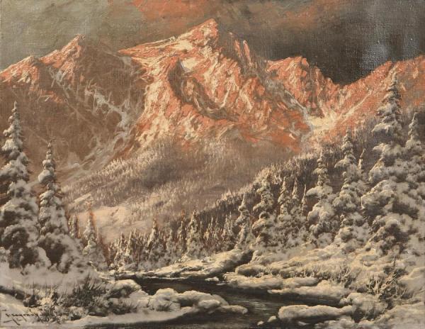 An Alpine Landscape At Dusk by Laszlo Neogrady