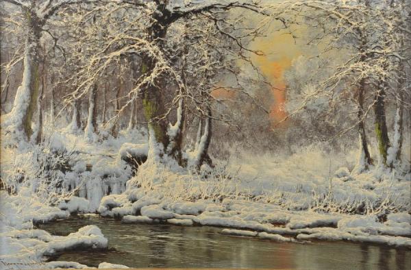An Evening In Winter With Stream by Laszlo Neogrady