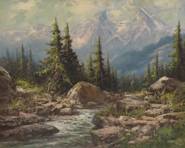 Mountain Landscape by Laszlo Neogrady Oil Painting Reproductions
