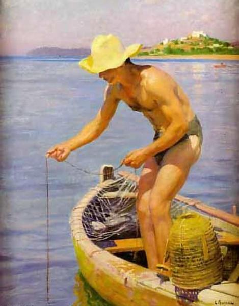 Hombre Pescando by Laureano Barrau Oil Painting Reproductions