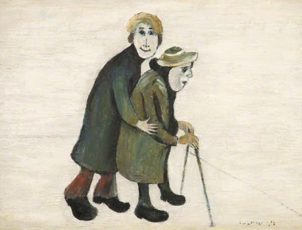 A Couple Crossing The Road by Laurence Lowry