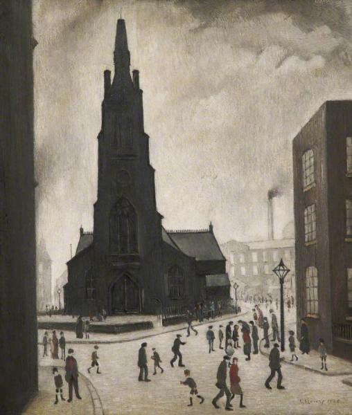 A Street Scene (st Simon's Church) by Laurence Lowry