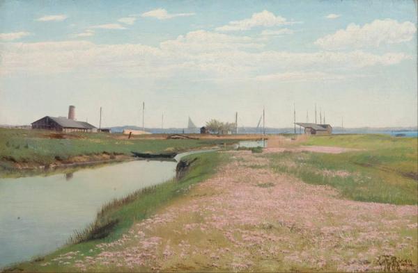The River And The Harbour At Frederiksvark by Laurits Andersen Ring