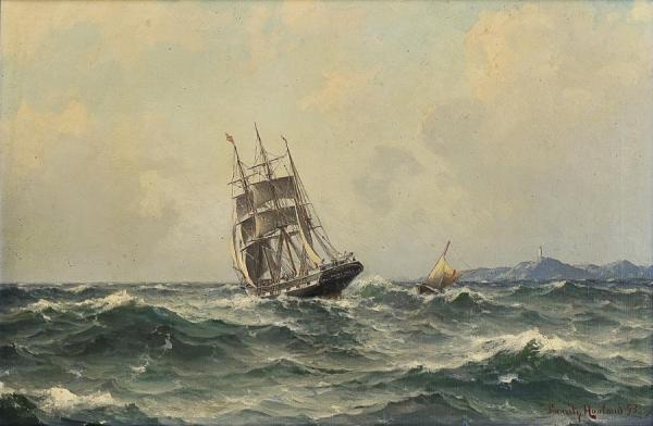 Sailing Ship And Pilot Boat by Lauritz Haaland