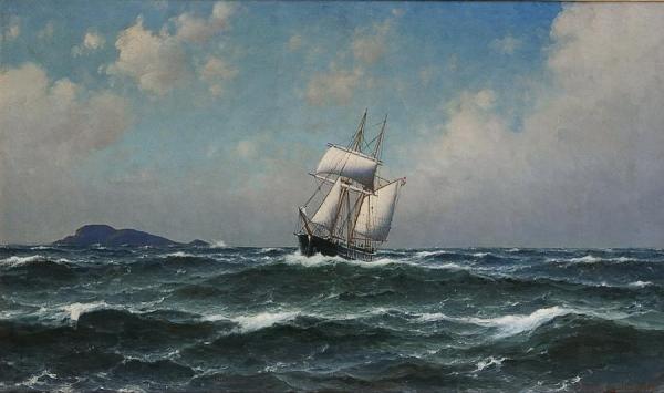 Sailing Ship In The Open Seas by Lauritz Haaland