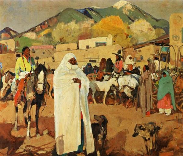 Fiesta Time At Taos by Laverne Nelson Black Oil Painting Reproductions