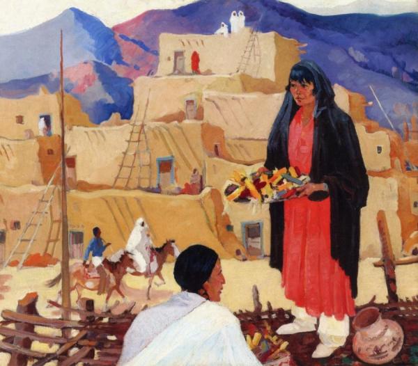 Pueblo Maiden by Laverne Nelson Black Oil Painting Reproductions