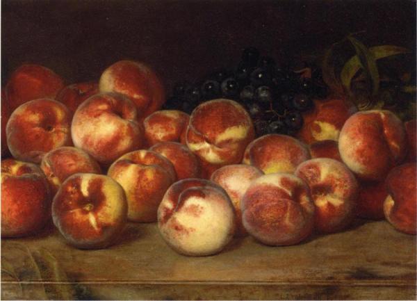 Still Life With Peaches And Grapes by Lemuel Everett Wilmarth Oil Painting Reproductions