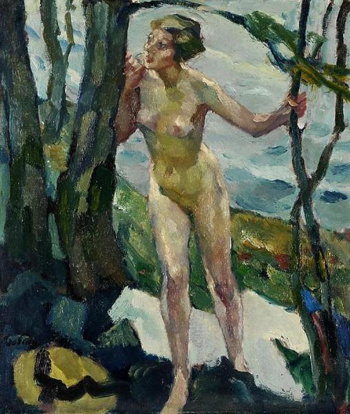 Leo Putz Female Nude At The Tree