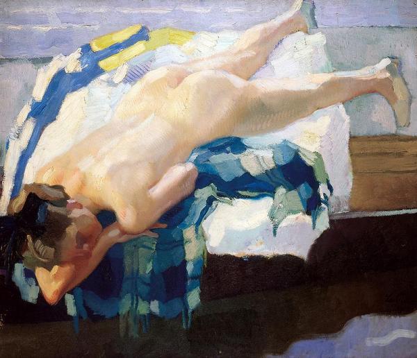 Nude Woman On A Boat by Leo Putz