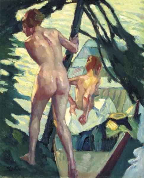 On The Steep River Bank by Leo Putz