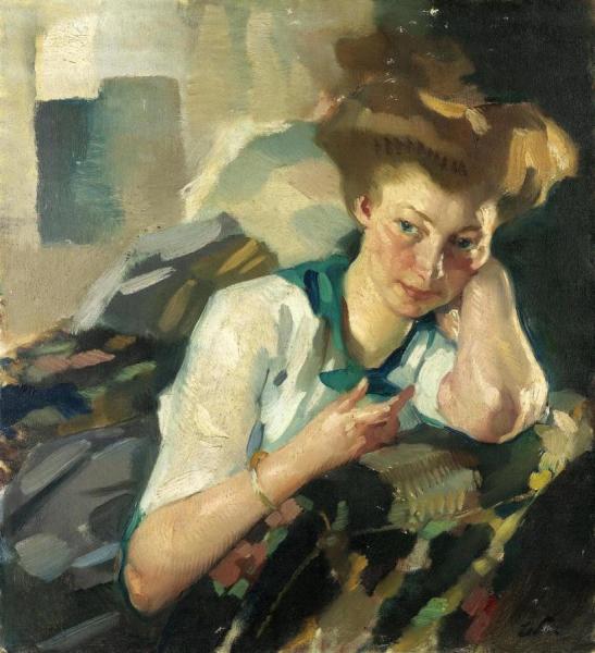 Portrait Of A Young Woman by Leo Putz