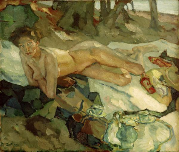 Reclining Nude by Leo Putz Oil Painting Reproductions