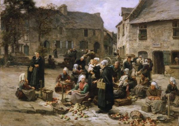 Leon Augustin Lhermitte Apple Market, Landerneau, Brittany