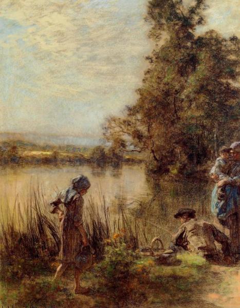 Fisherman And His Family by Leon Augustin Lhermitte