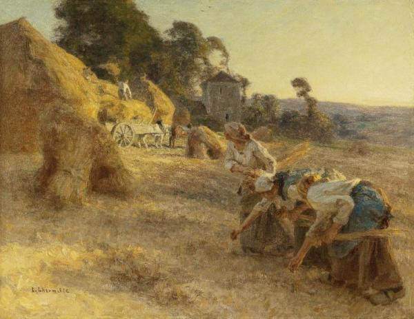Leon Augustin Lhermitte Glaneuses En Avant De Vieilles Meules