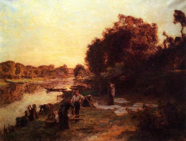 Washerwoman On The Banks Of The Marne by Leon Augustin Lhermitte Oil Painting Reproductions