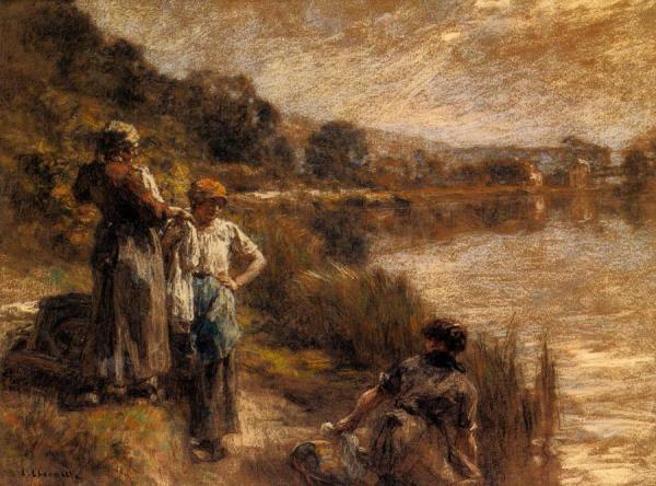 Leon Augustin Lhermitte Washerwomen On The Banks Of The Marne