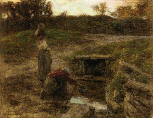 Woman At A Fountain by Leon Augustin Lhermitte