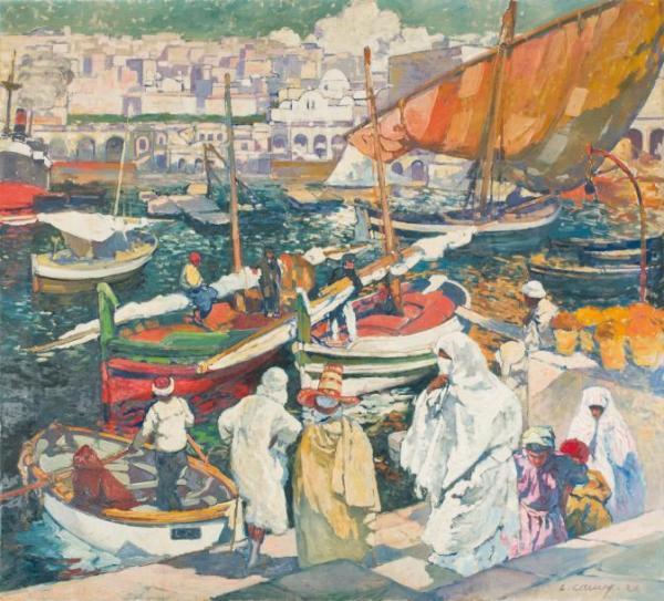 Fisherman At The So-called Dock Of The Admiralty, Algiers by Léon Cauvy