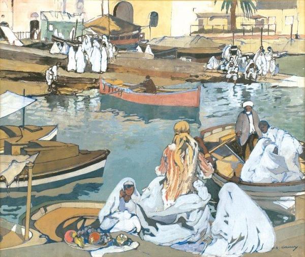 Harbor Scene, Algiers by Léon Cauvy