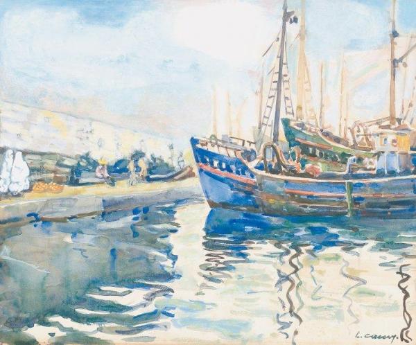 In The Port Of Algiers by Léon Cauvy