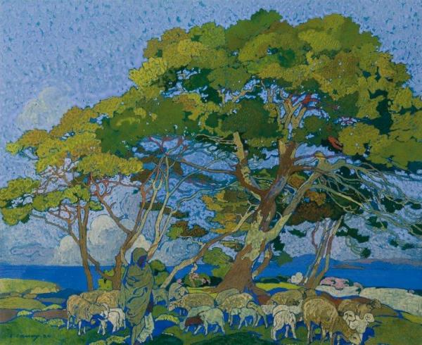 Pastoral Scene, Golf Of Carthago by Léon Cauvy