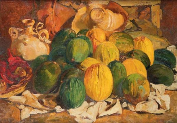 Still Life With Melons by Léon Cauvy