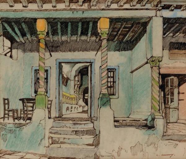 The Entrance Of The Coffeehouse (l'entrée Du Café) by Léon Cauvy