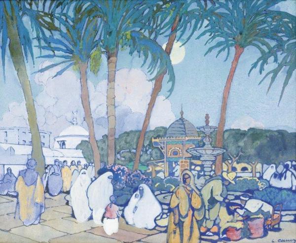 The Market Before The Fishery-mosque by Léon Cauvy