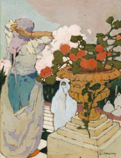 Woman Refitting Her Headscarf by Léon Cauvy