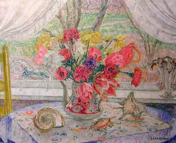 Still Life At The Window by Leon De Smet