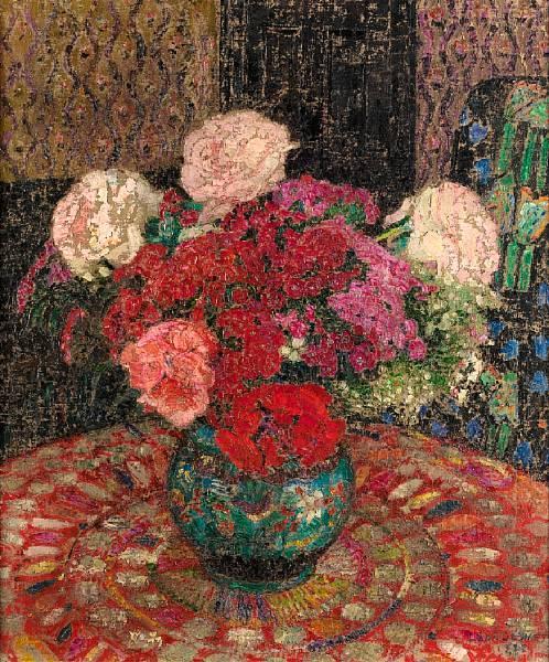 Still Life With Flowers In A Pot by Leon De Smet